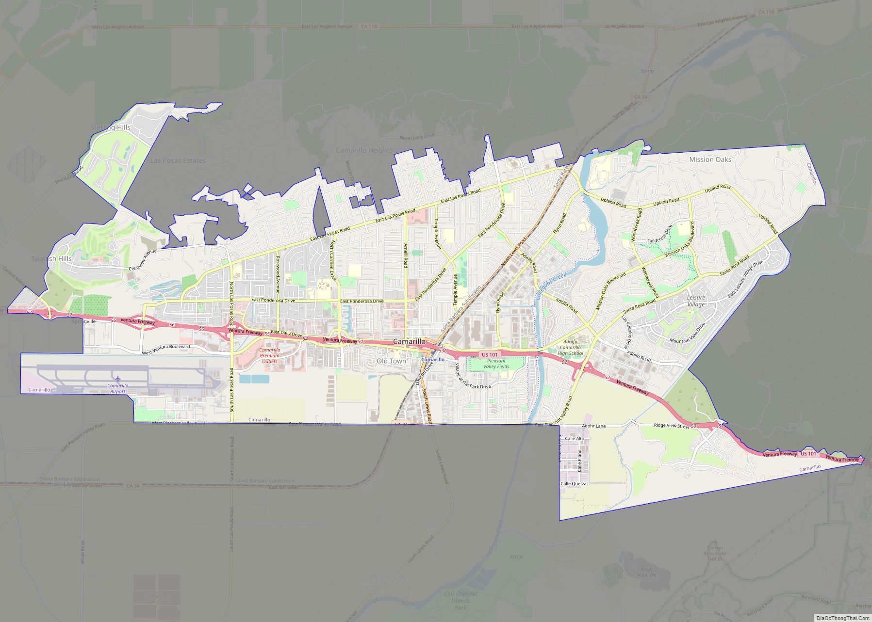 Map of Camarillo city