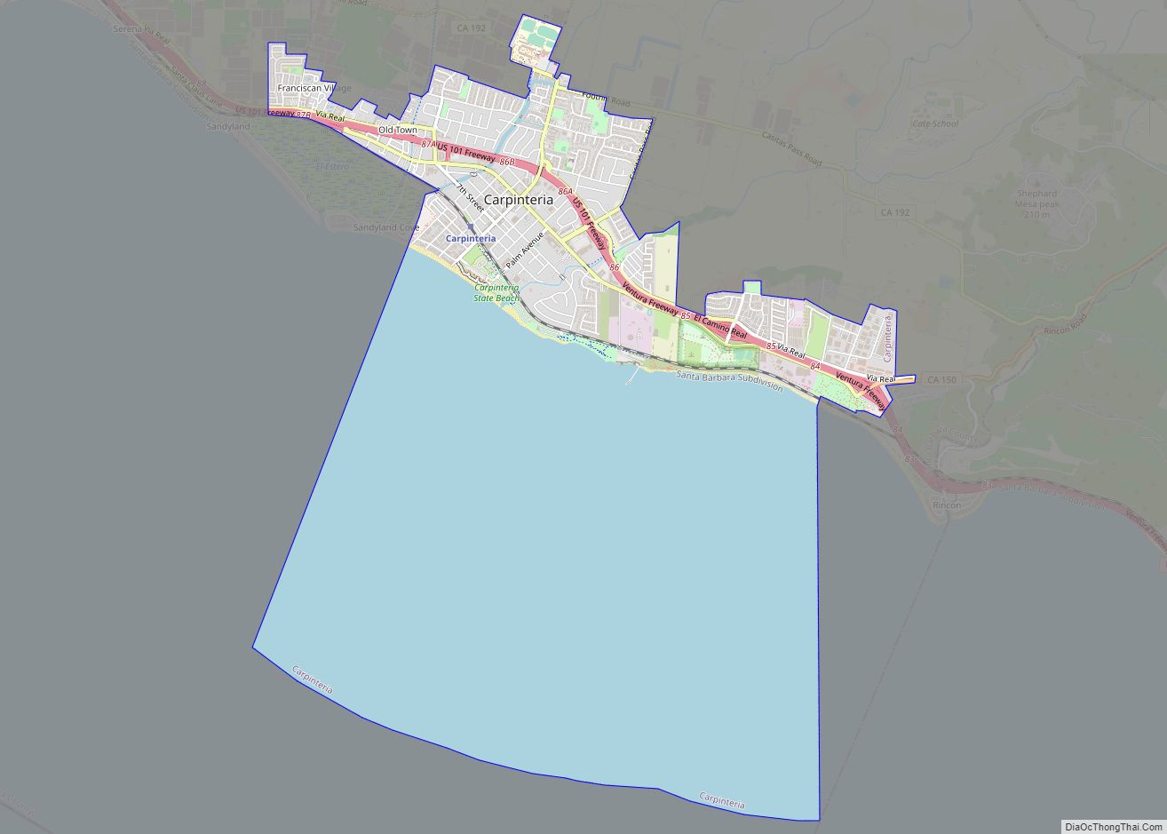 Map of Carpinteria city