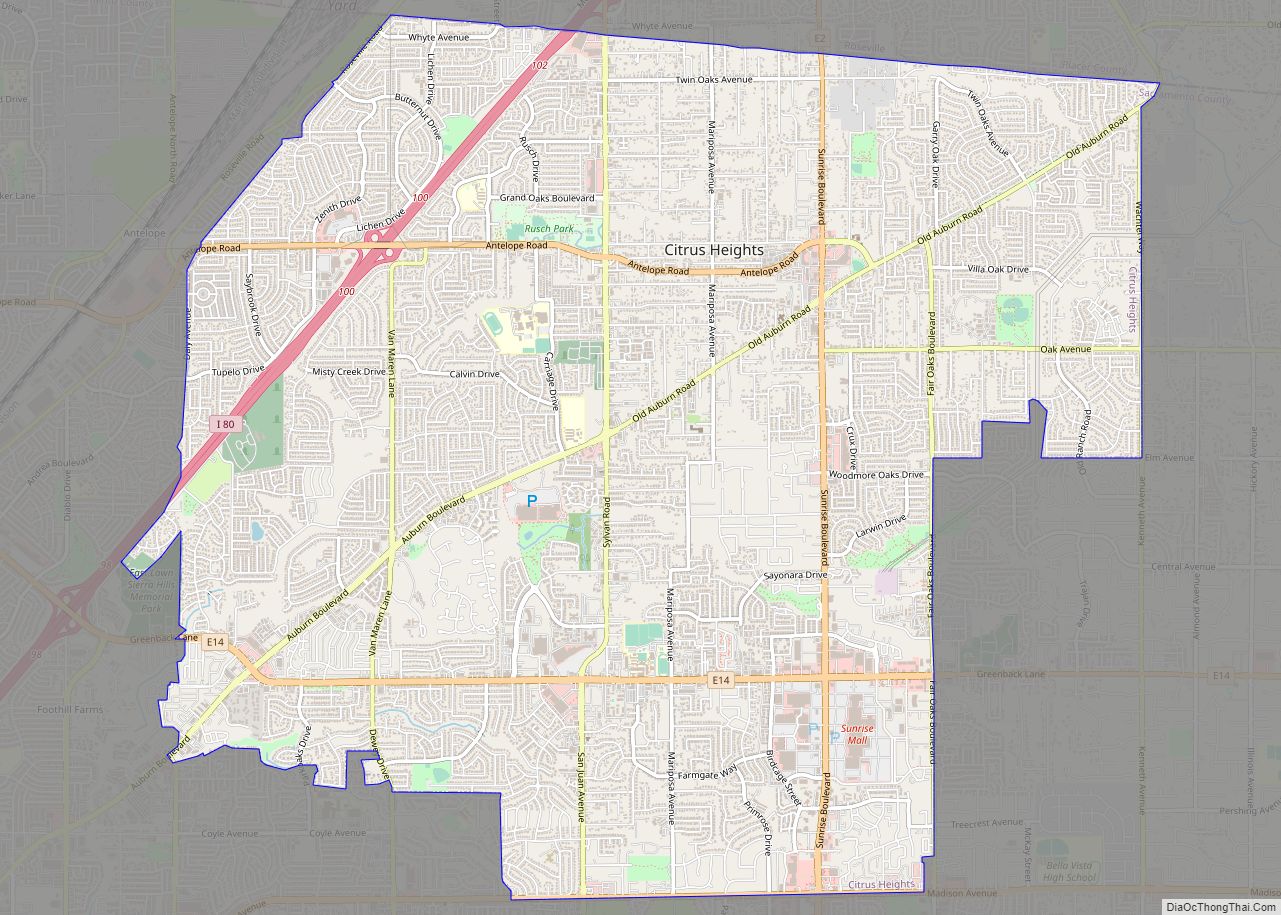 Map of Citrus Heights city