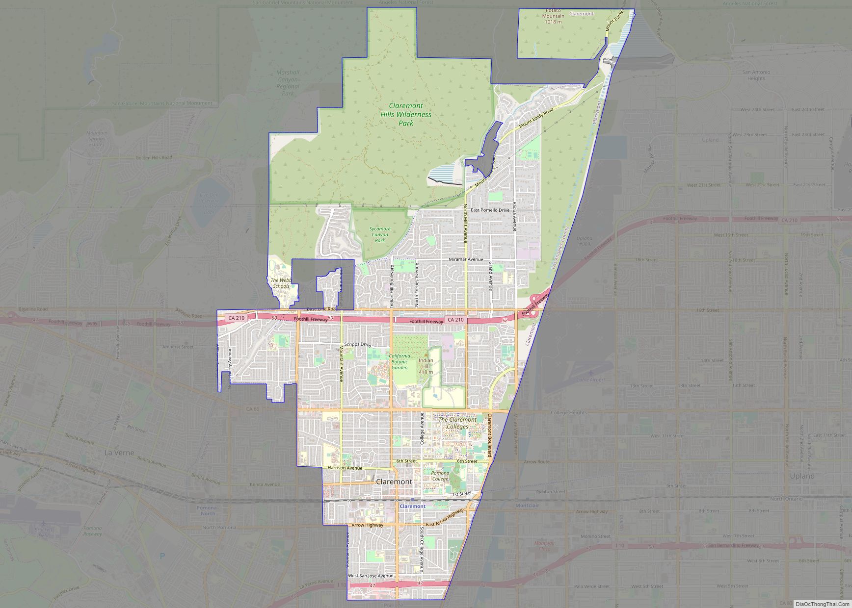 Map of Claremont city