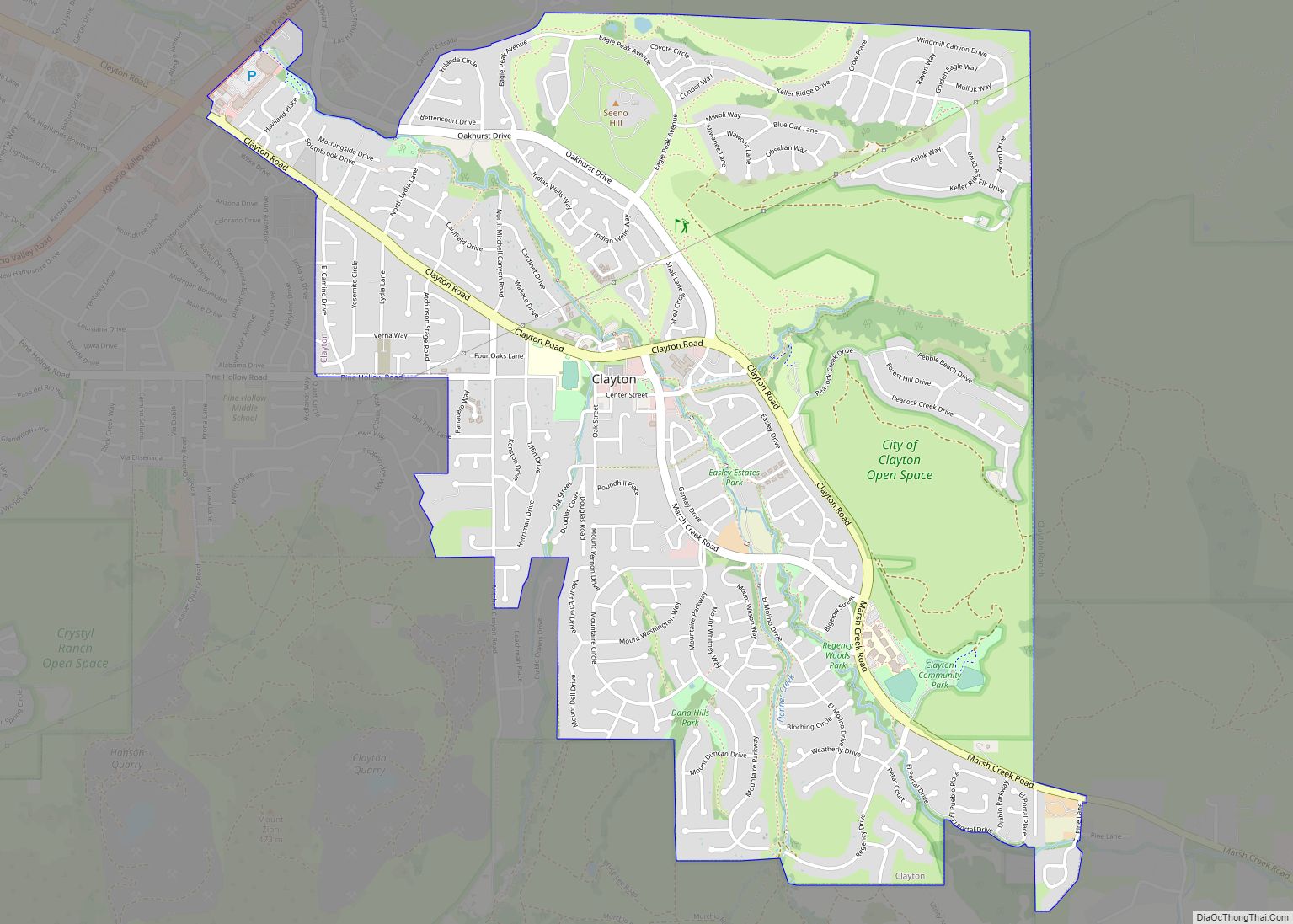 Map of Clayton city, California