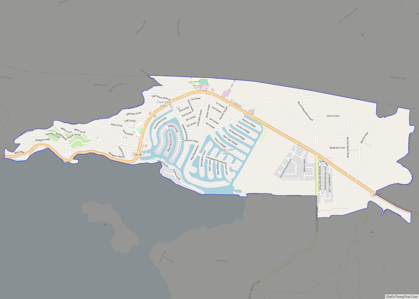 Map of Clearlake Oaks CDP