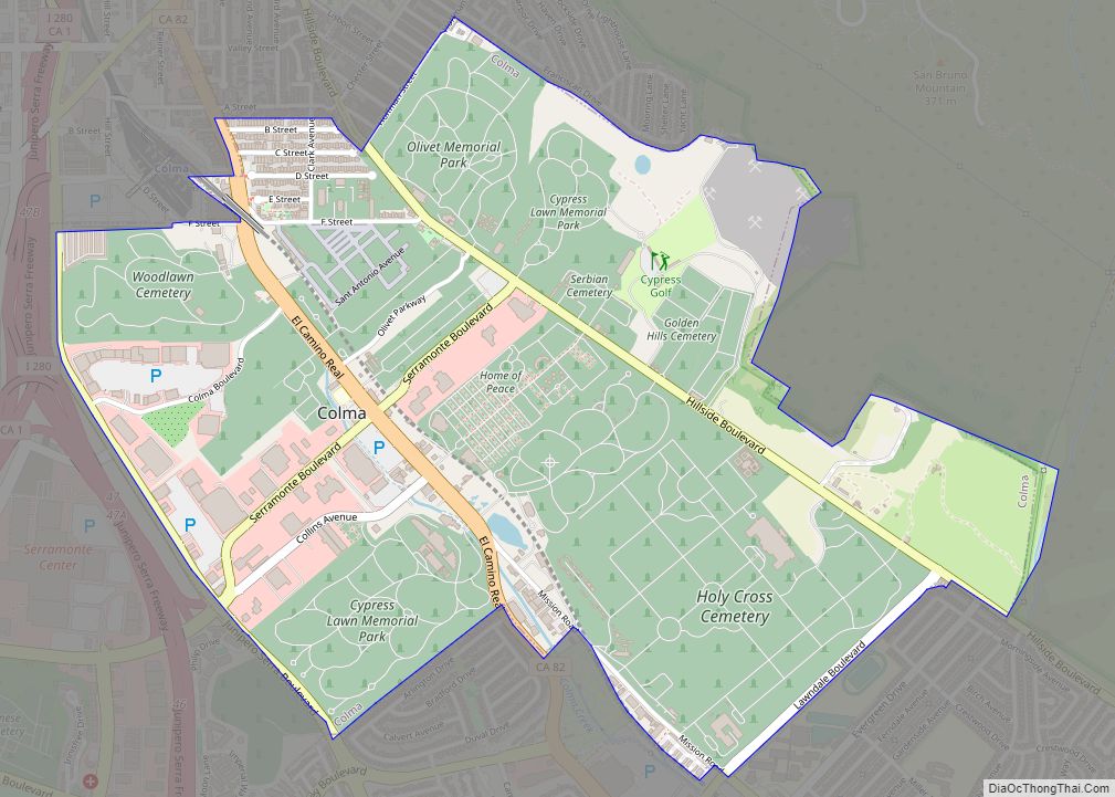 Map of Colma town