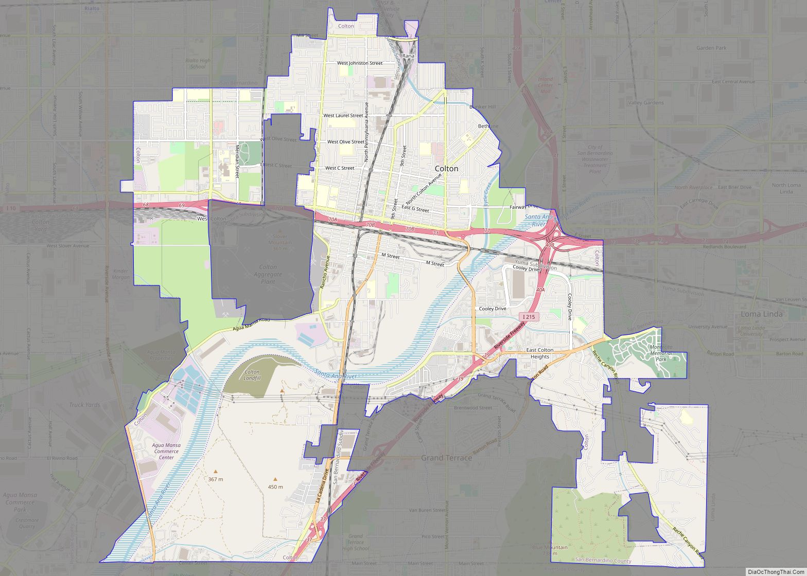 Map of Colton city