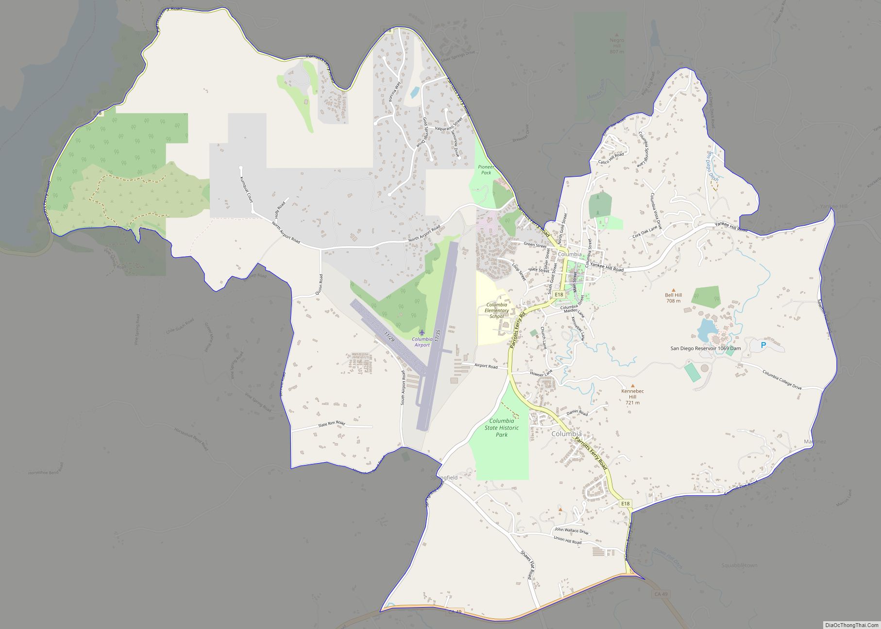 Map of Columbia CDP, California