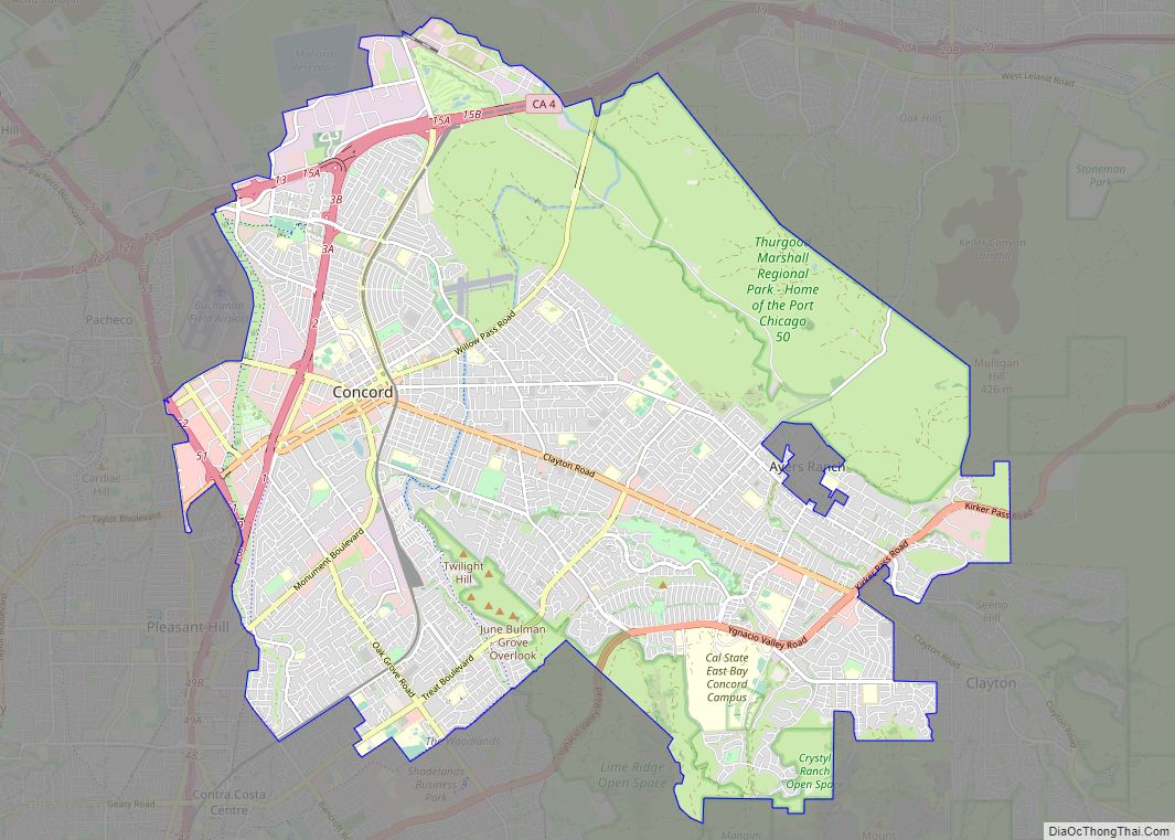 Map of Concord city, California