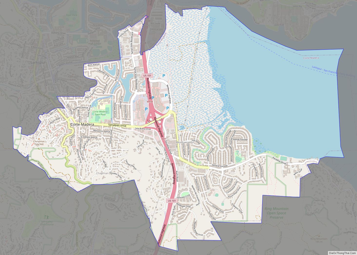 Map of Corte Madera town