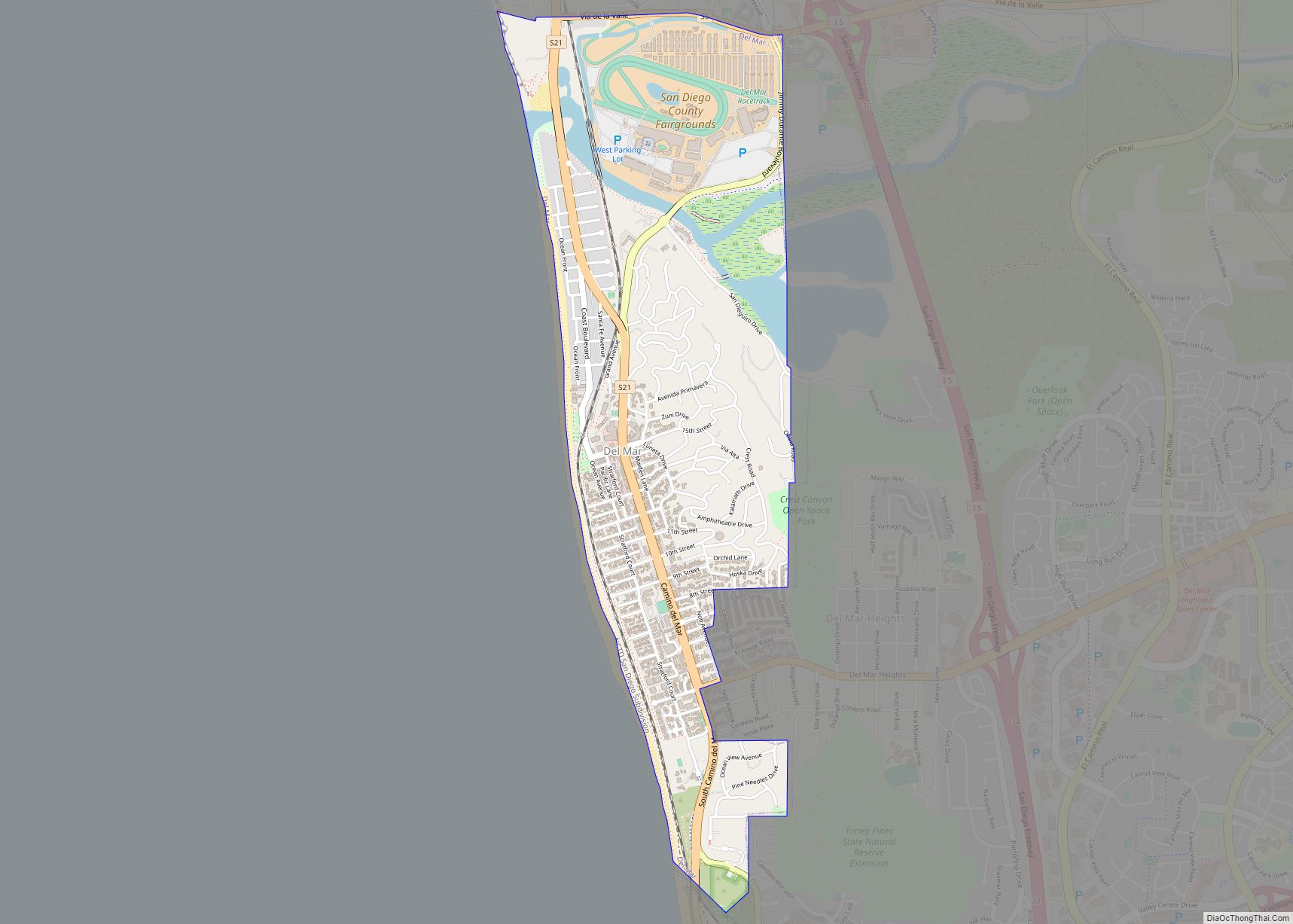 Map of Del Mar city