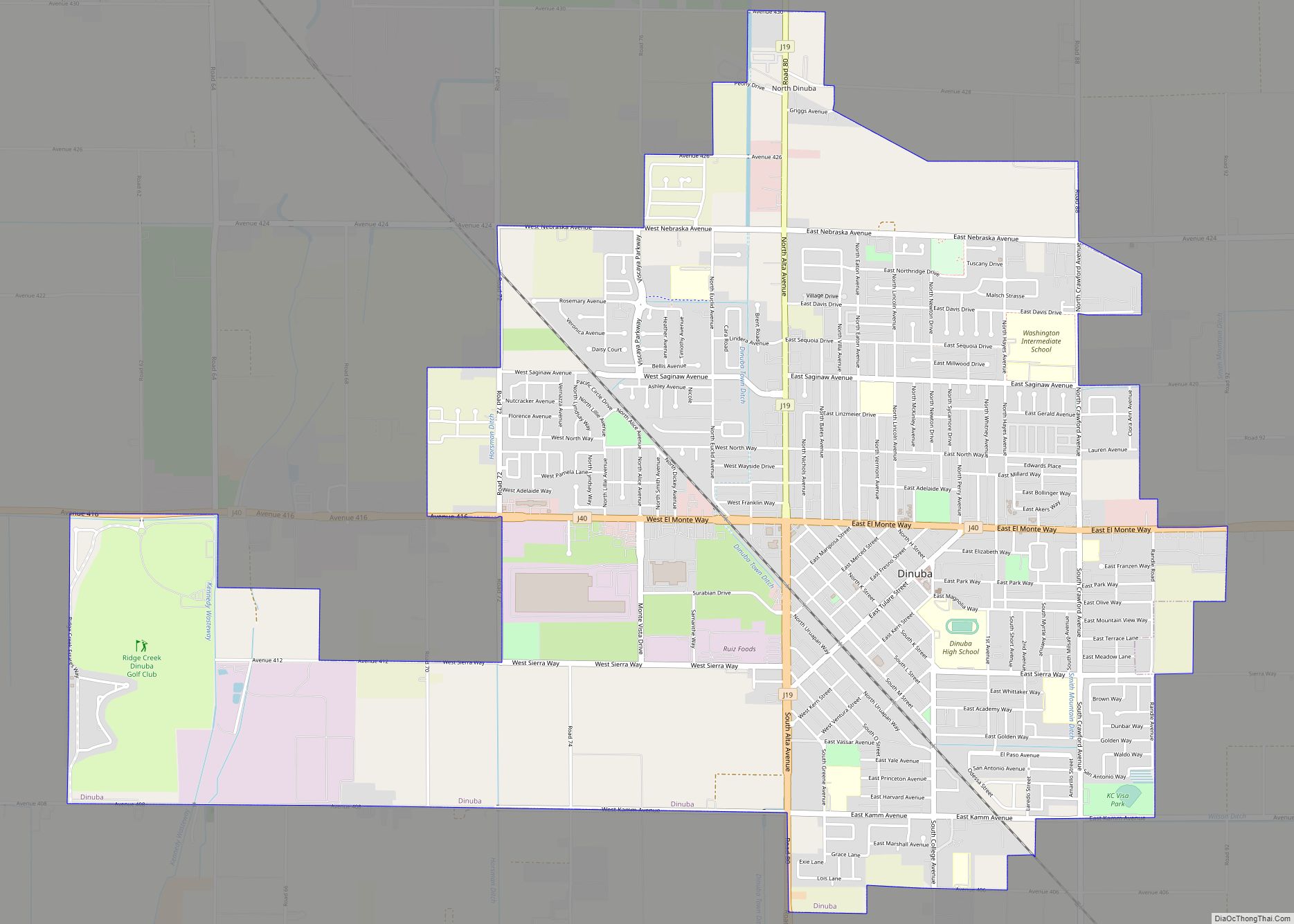 Map of Dinuba city