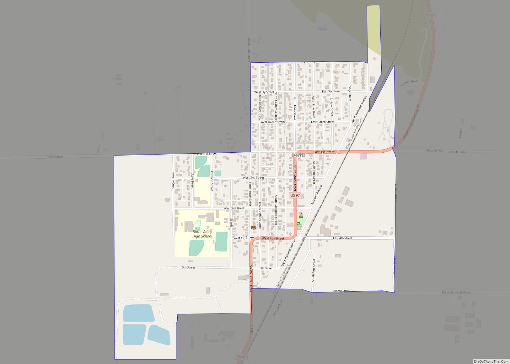Map of Dorris city