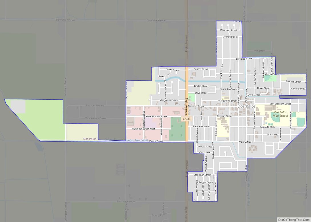 Map of Dos Palos city