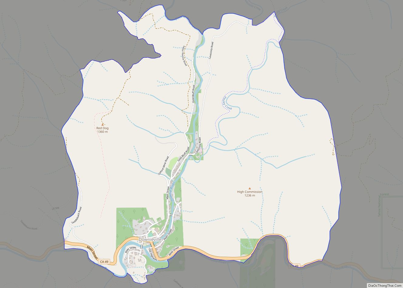 Map of Downieville CDP