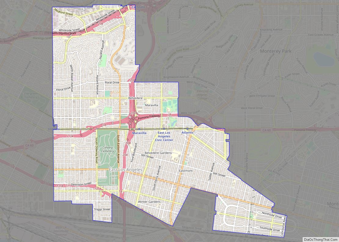 Map of East Los Angeles CDP