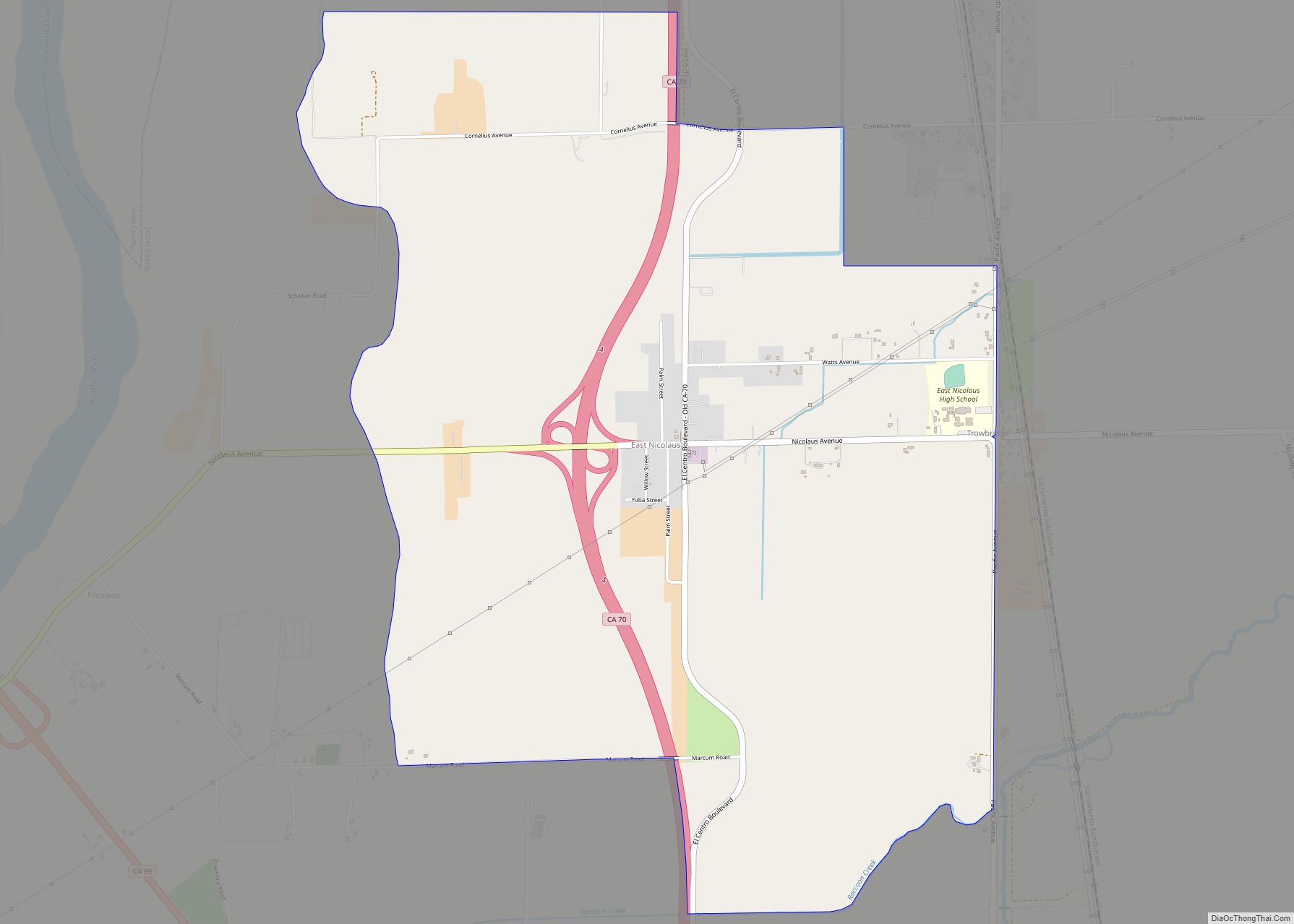 Map of East Nicolaus CDP
