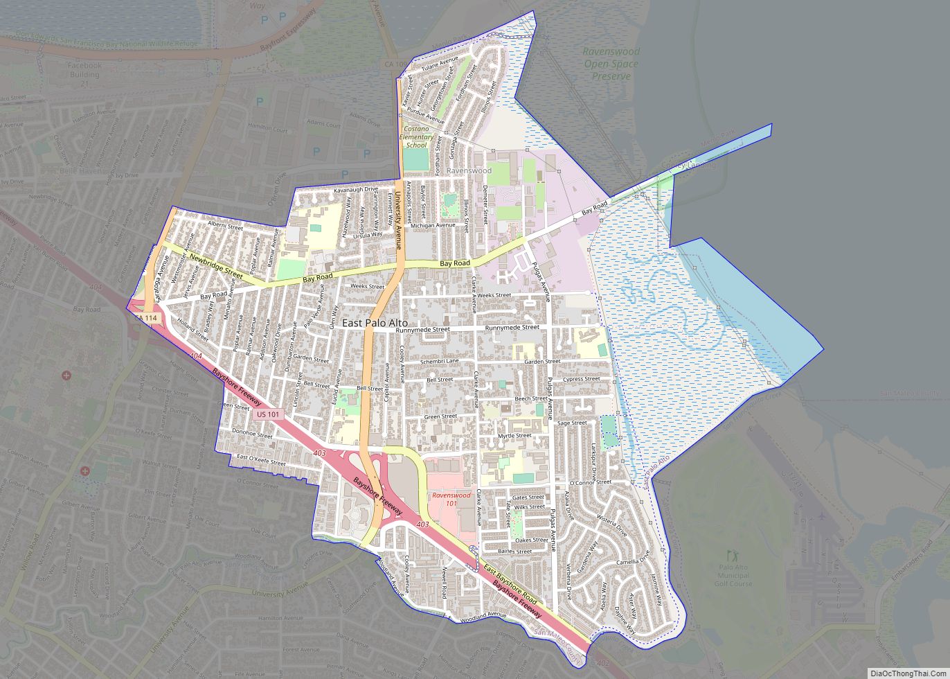 Map of East Palo Alto city