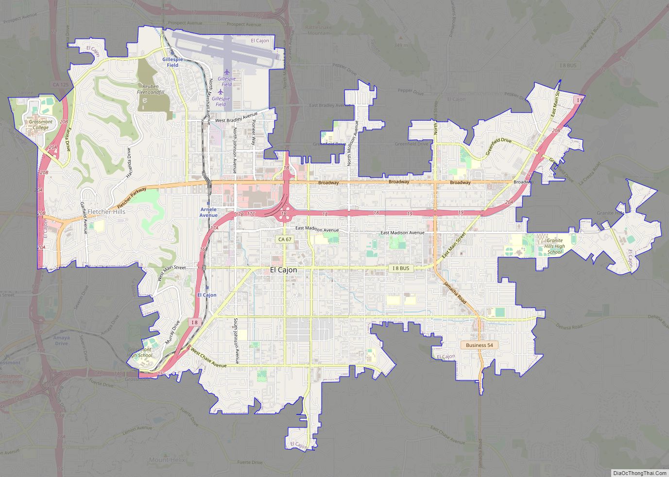 Map of El Cajon city