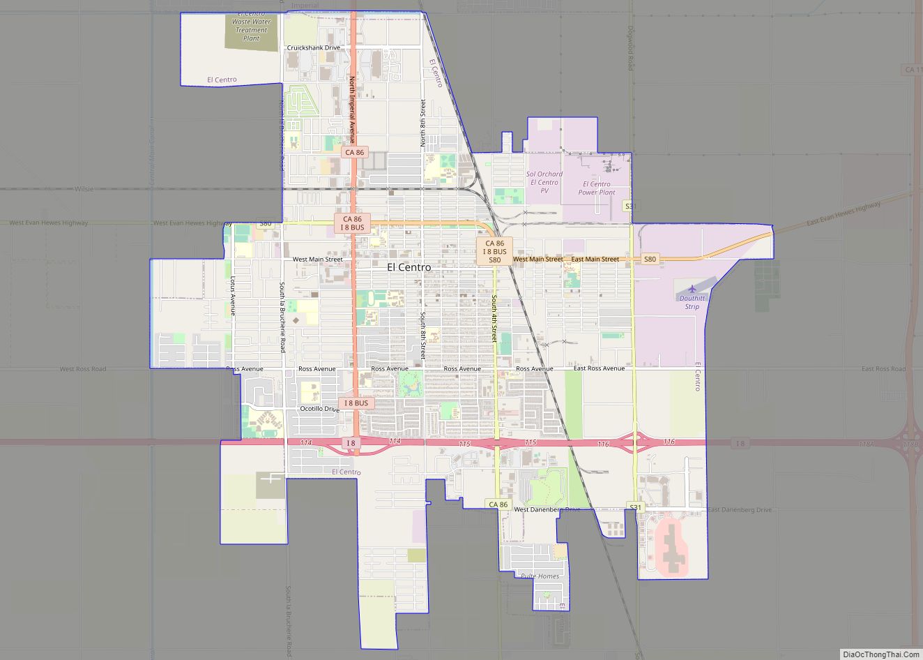 Map of El Centro city