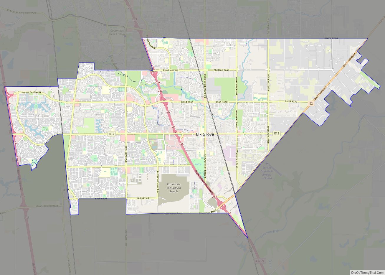 Map of Elk Grove city