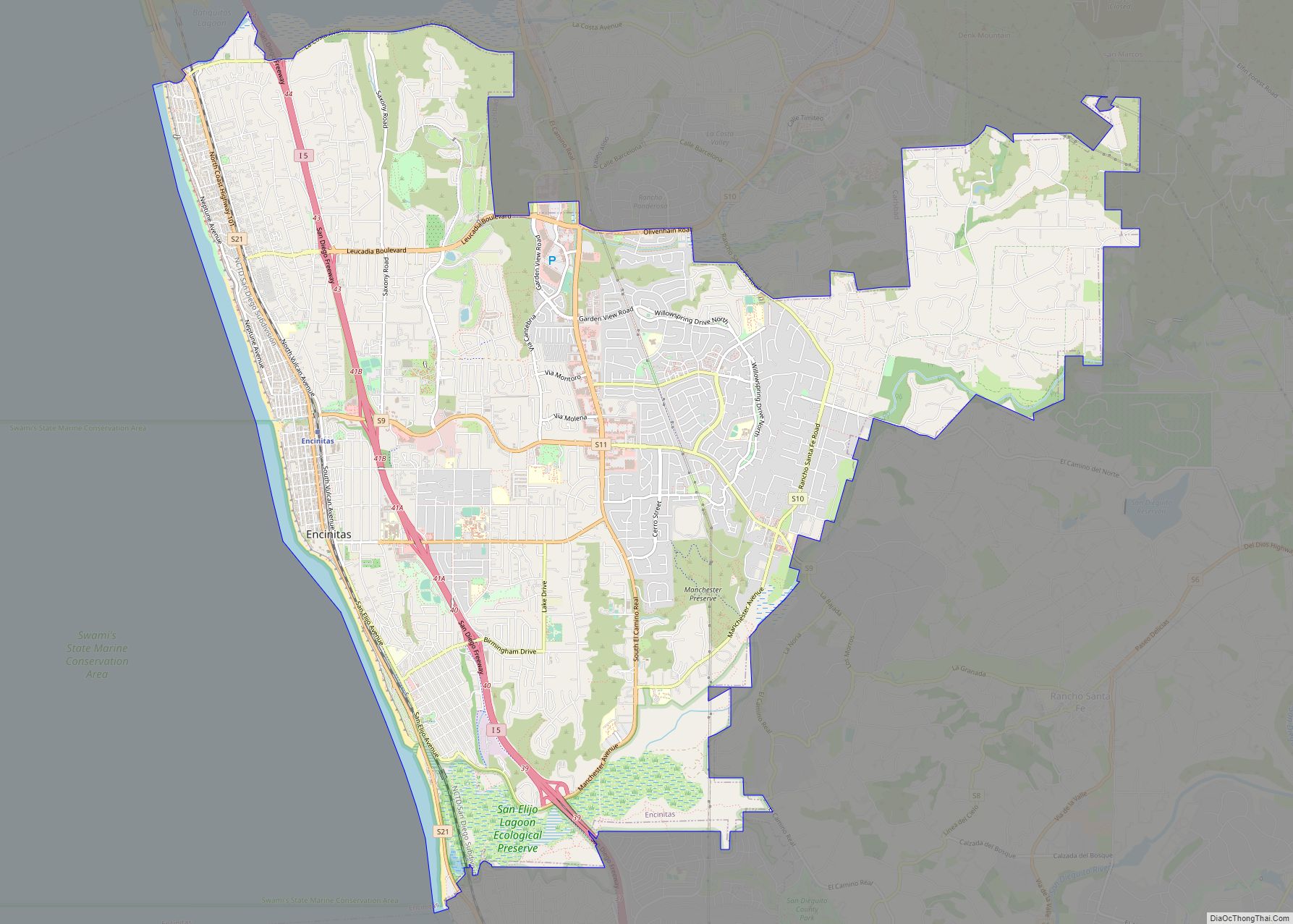 Map of Encinitas city