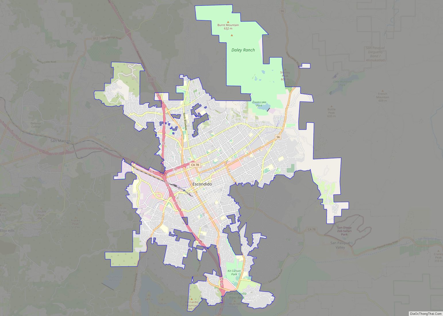 Map of Escondido city