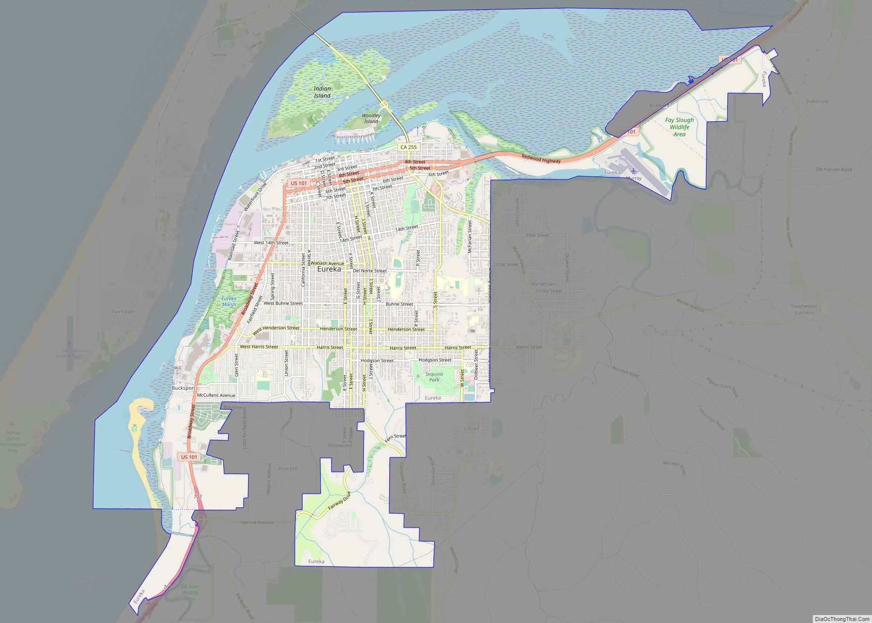 Map of Eureka city