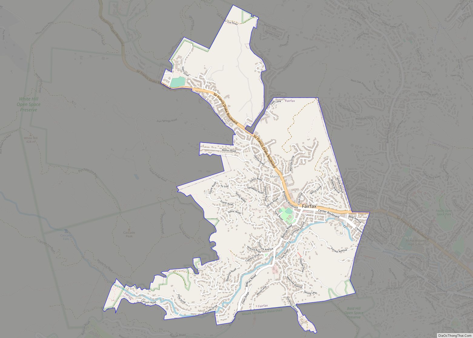 Map of Fairfax town