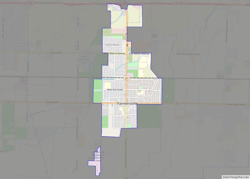 Map of Farmersville city, California