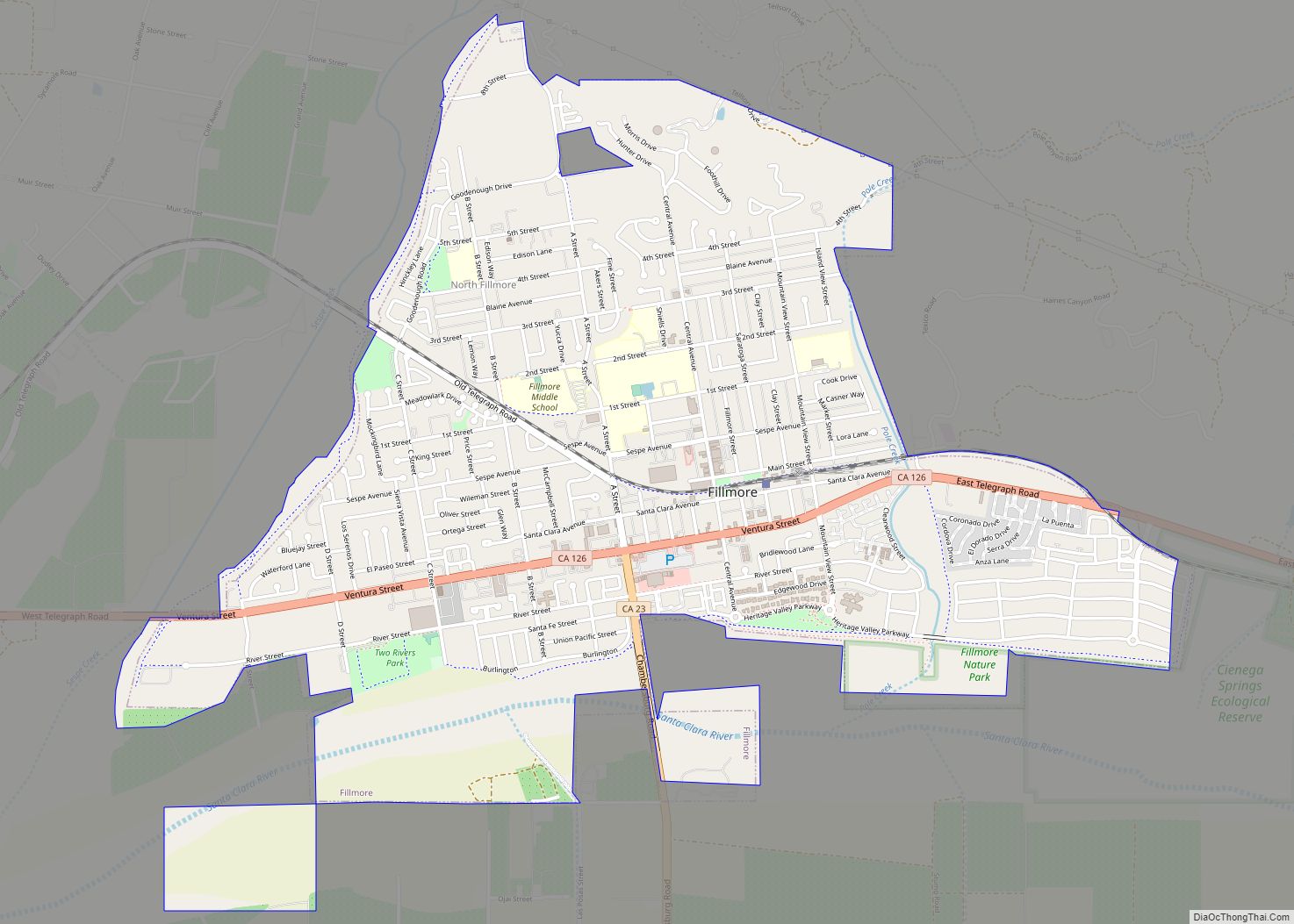 Map of Fillmore city