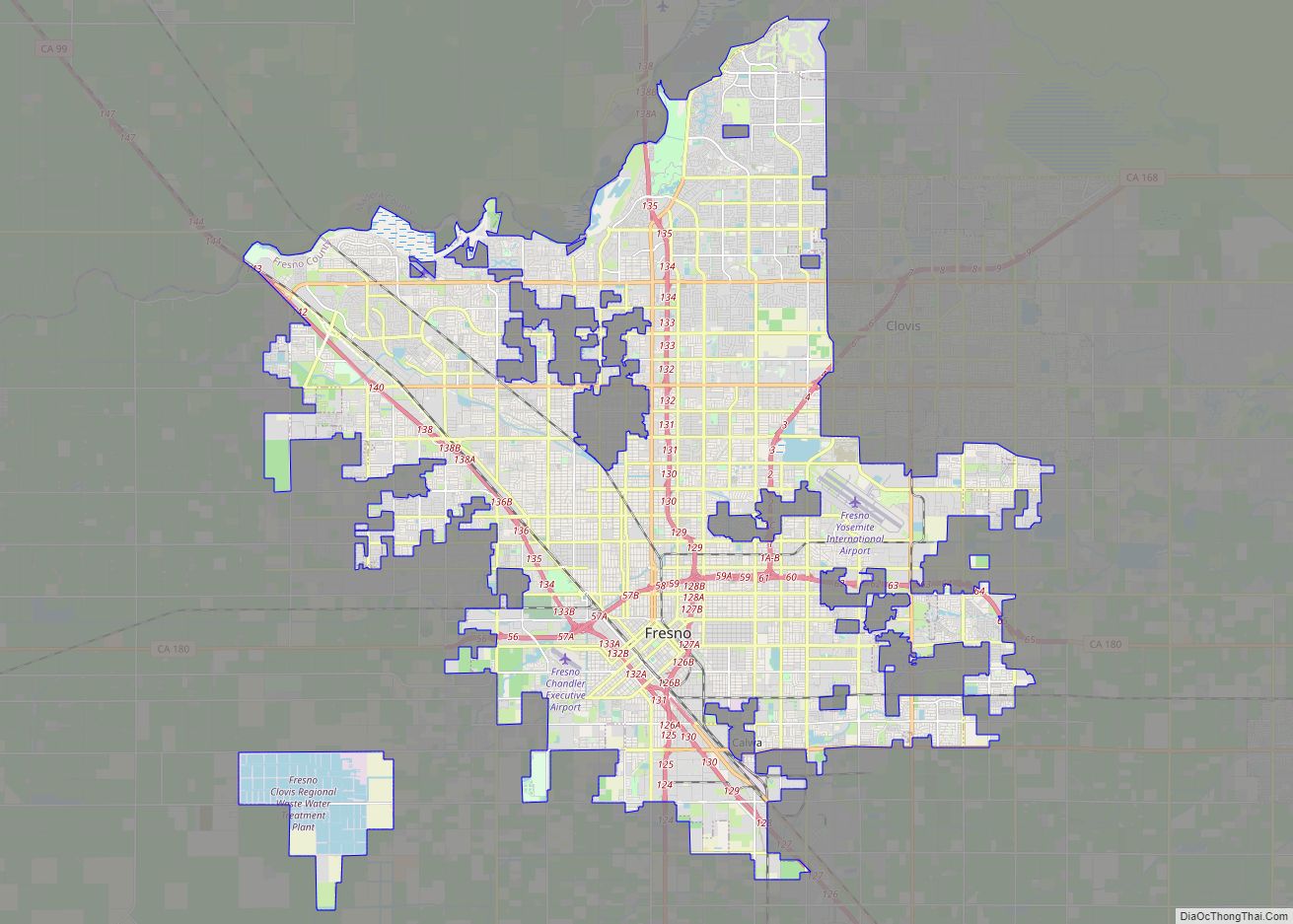 Map of Fresno city