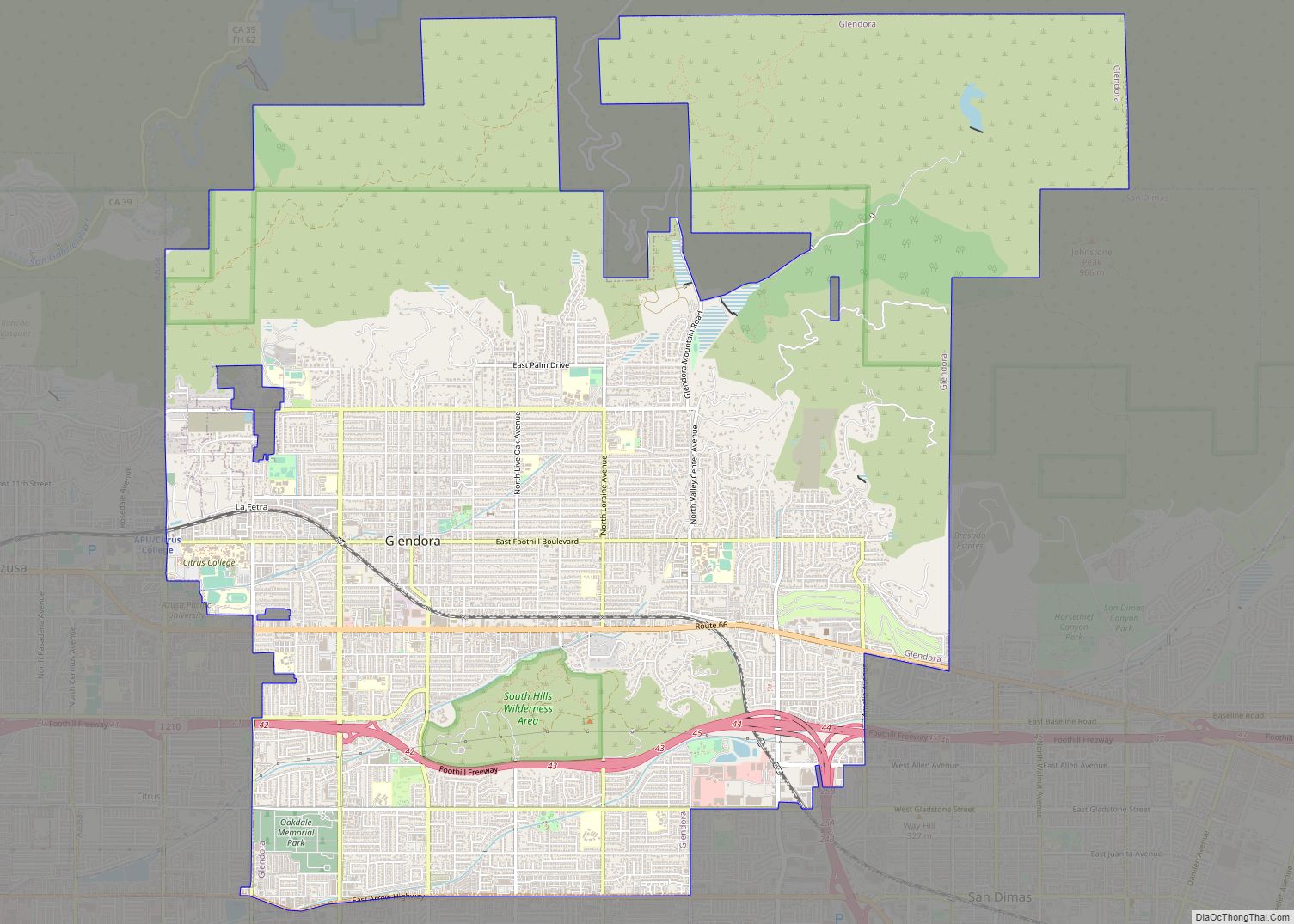 Map of Glendora city