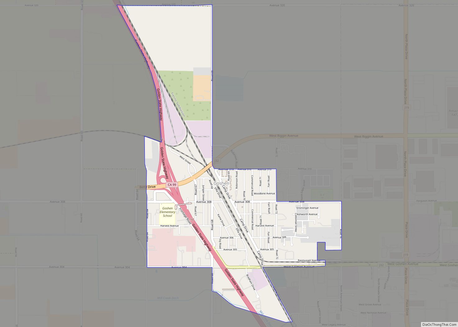 Map of Goshen CDP, California