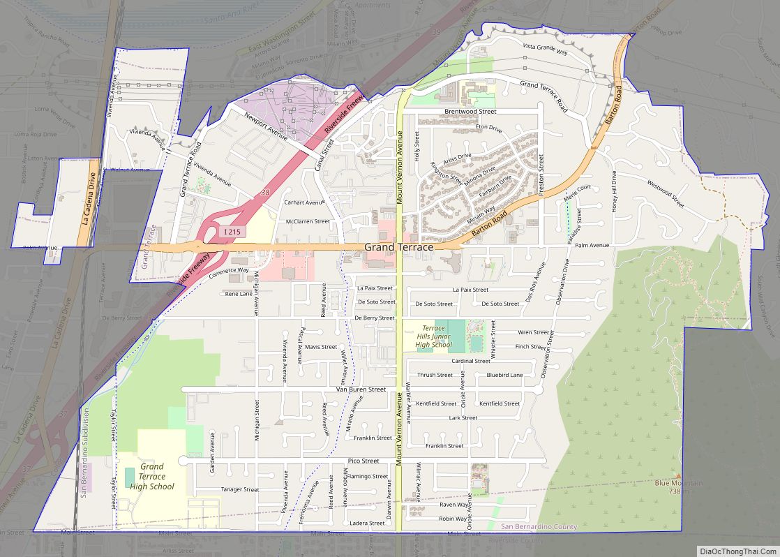 Map of Grand Terrace city