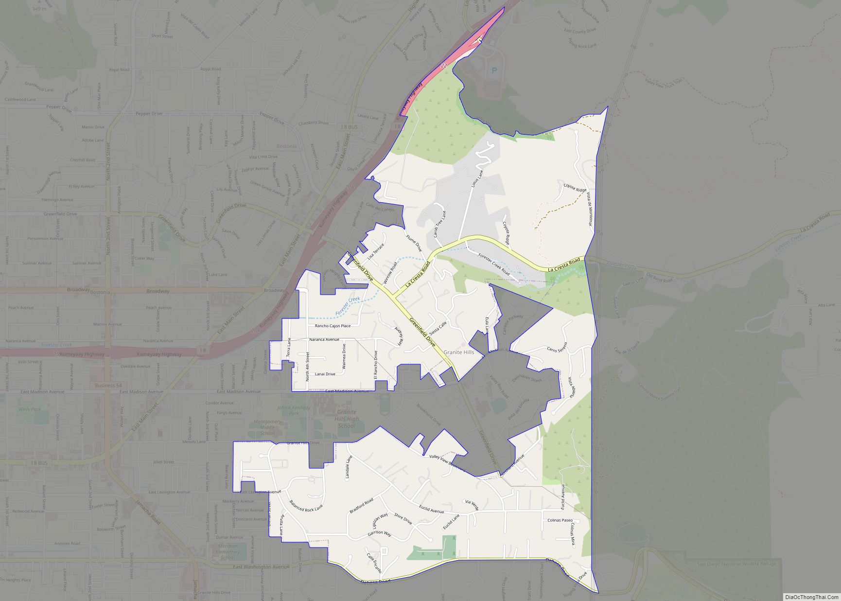 Map of Granite Hills CDP