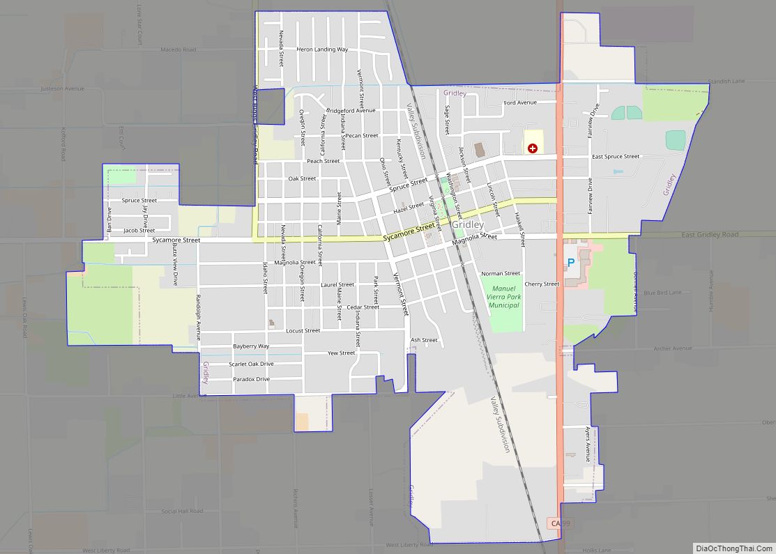 Map of Gridley city