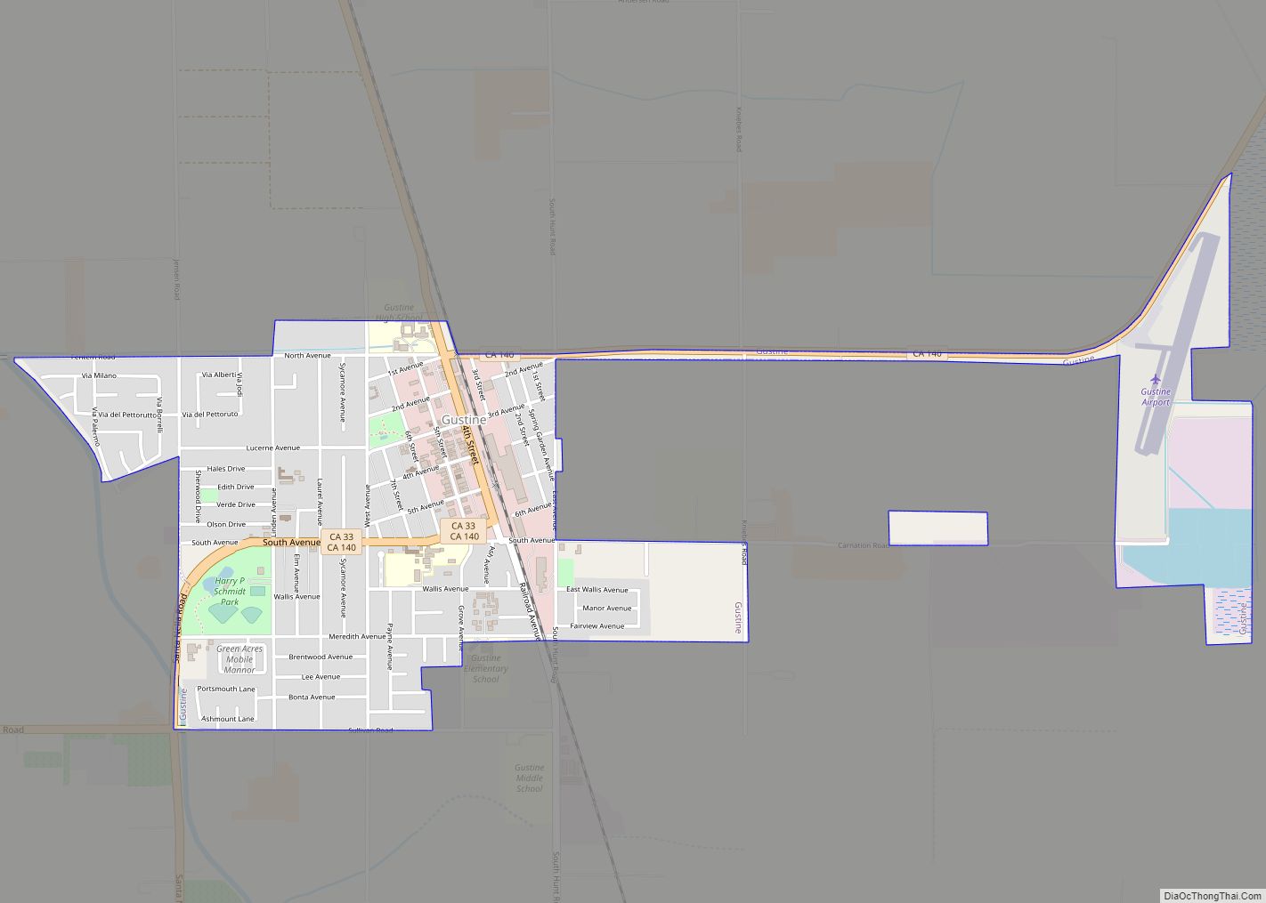 Map of Gustine city