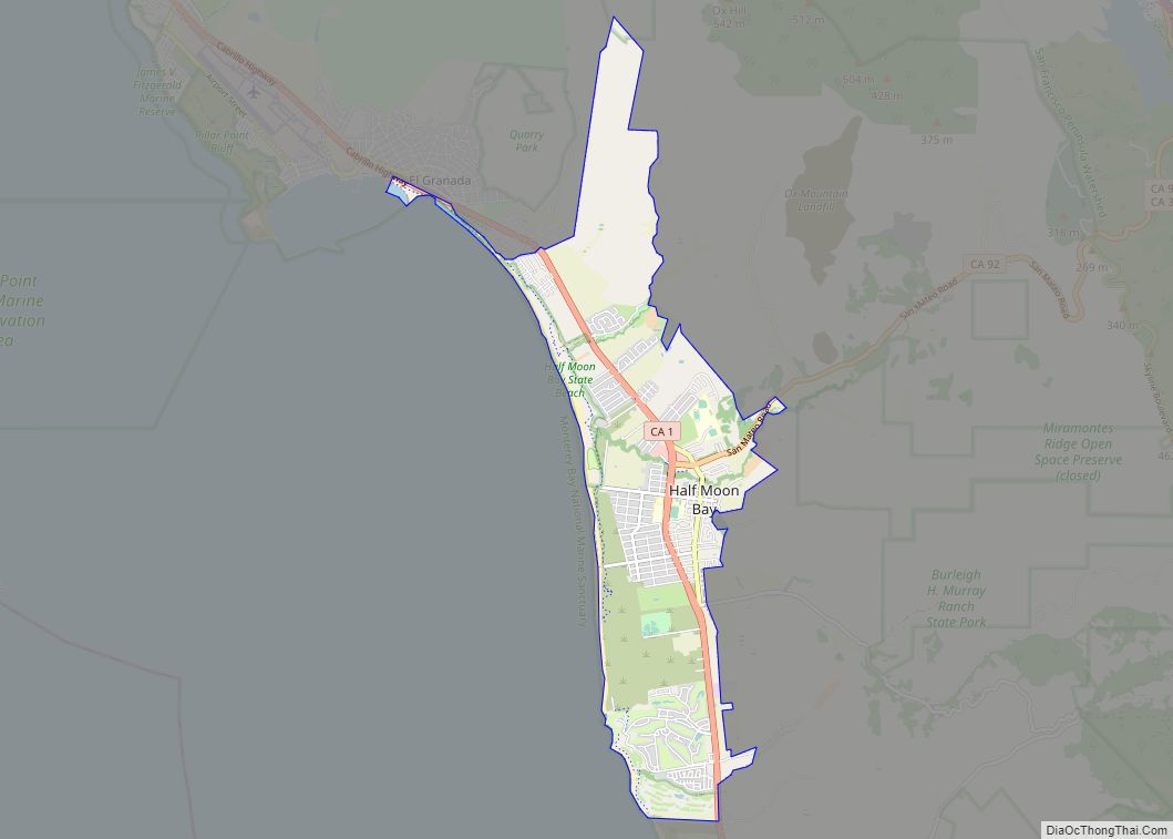 Map of Half Moon Bay city