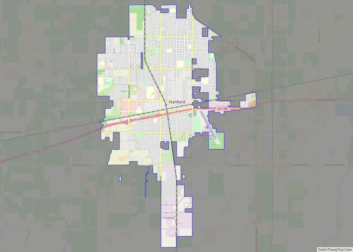 Map of Hanford city