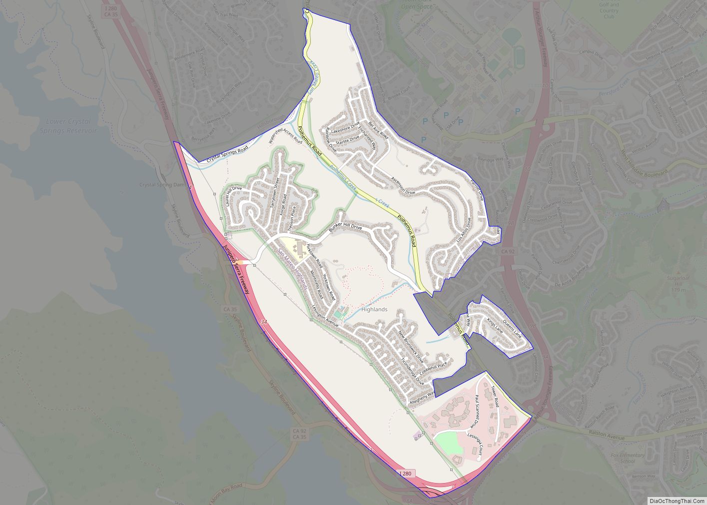 Map of Highlands-Baywood Park CDP