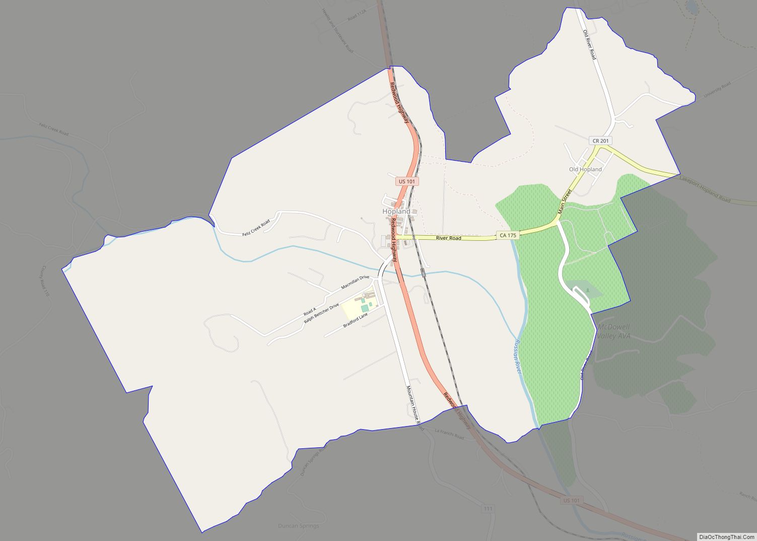 Map of Hopland CDP