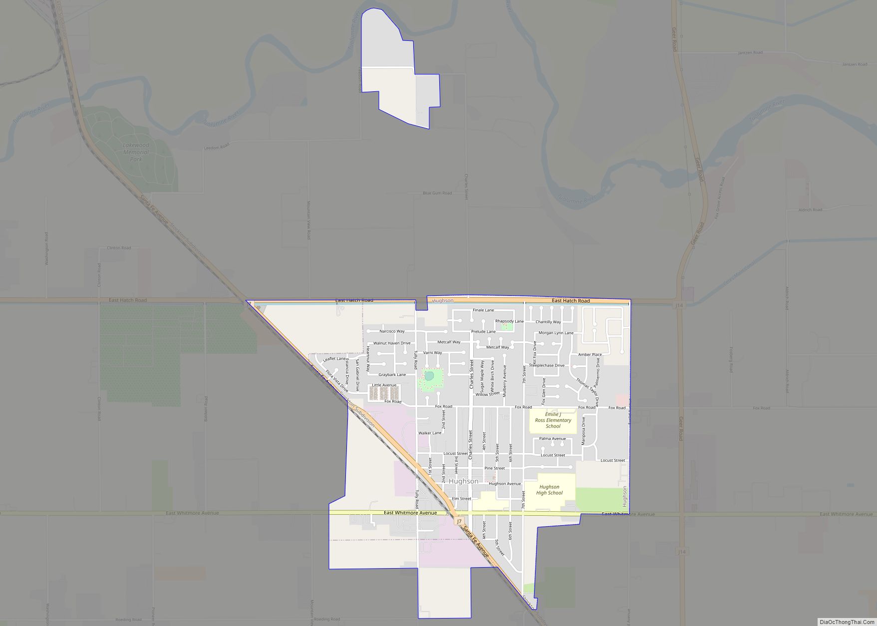 Map of Hughson city