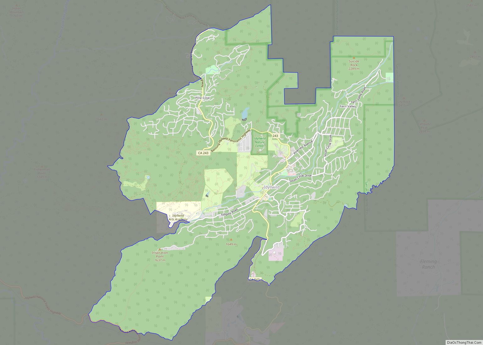 Map of Idyllwild-Pine Cove CDP