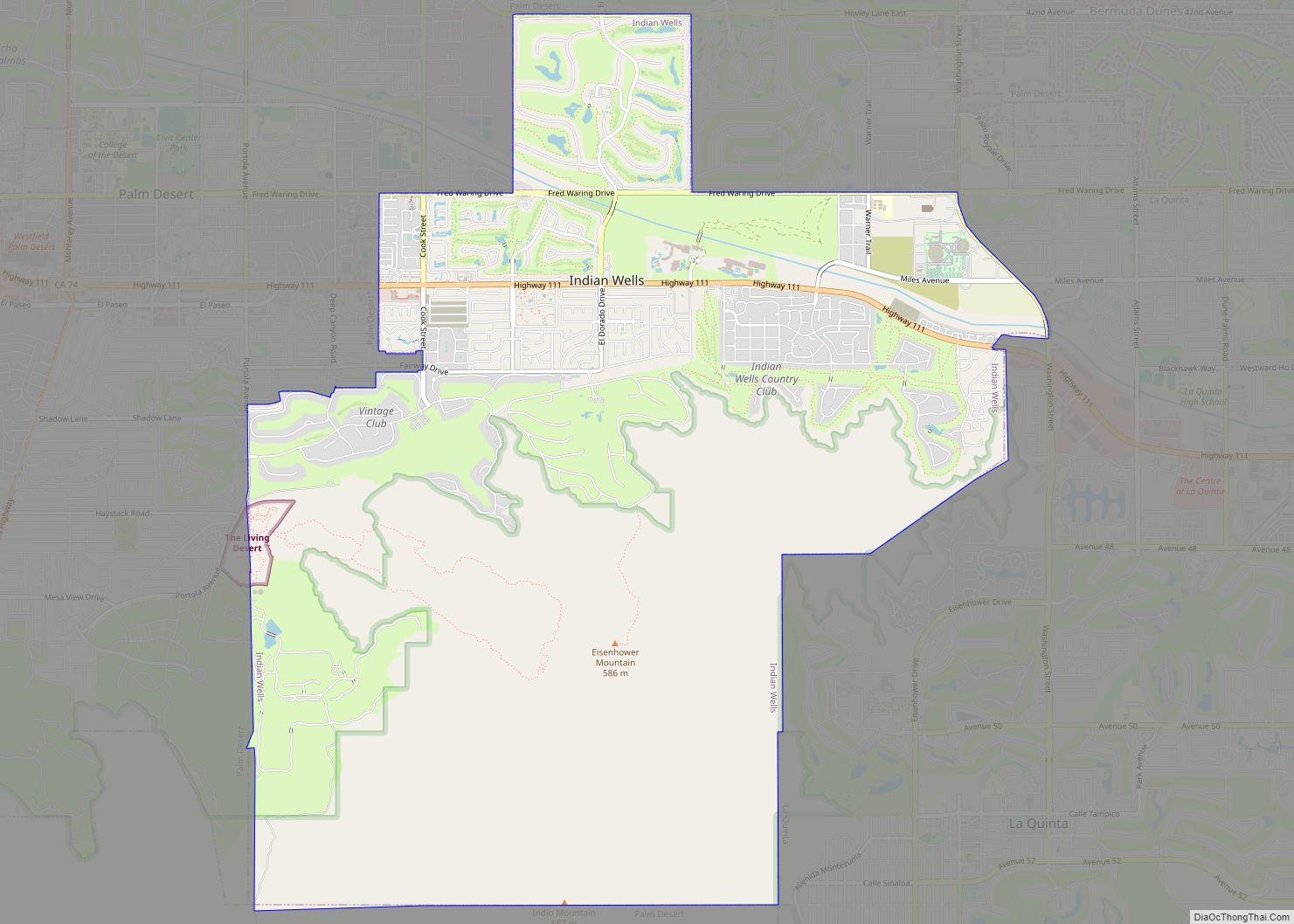 Map of Indian Wells city, California