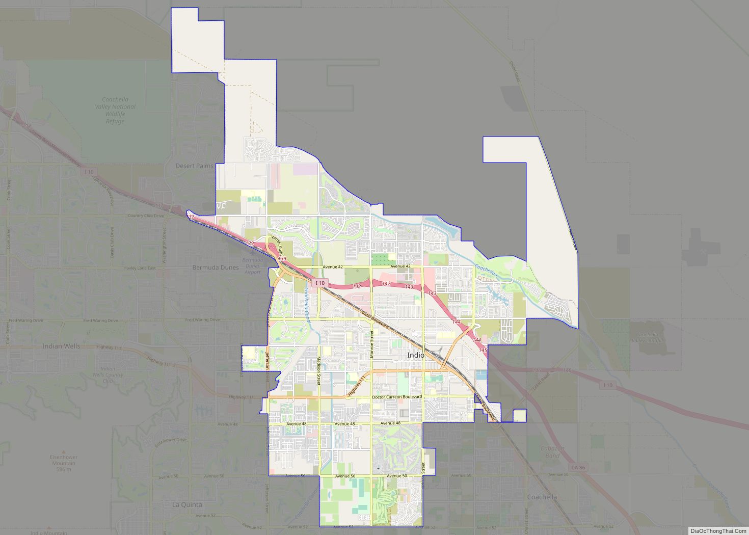 Map of Indio city