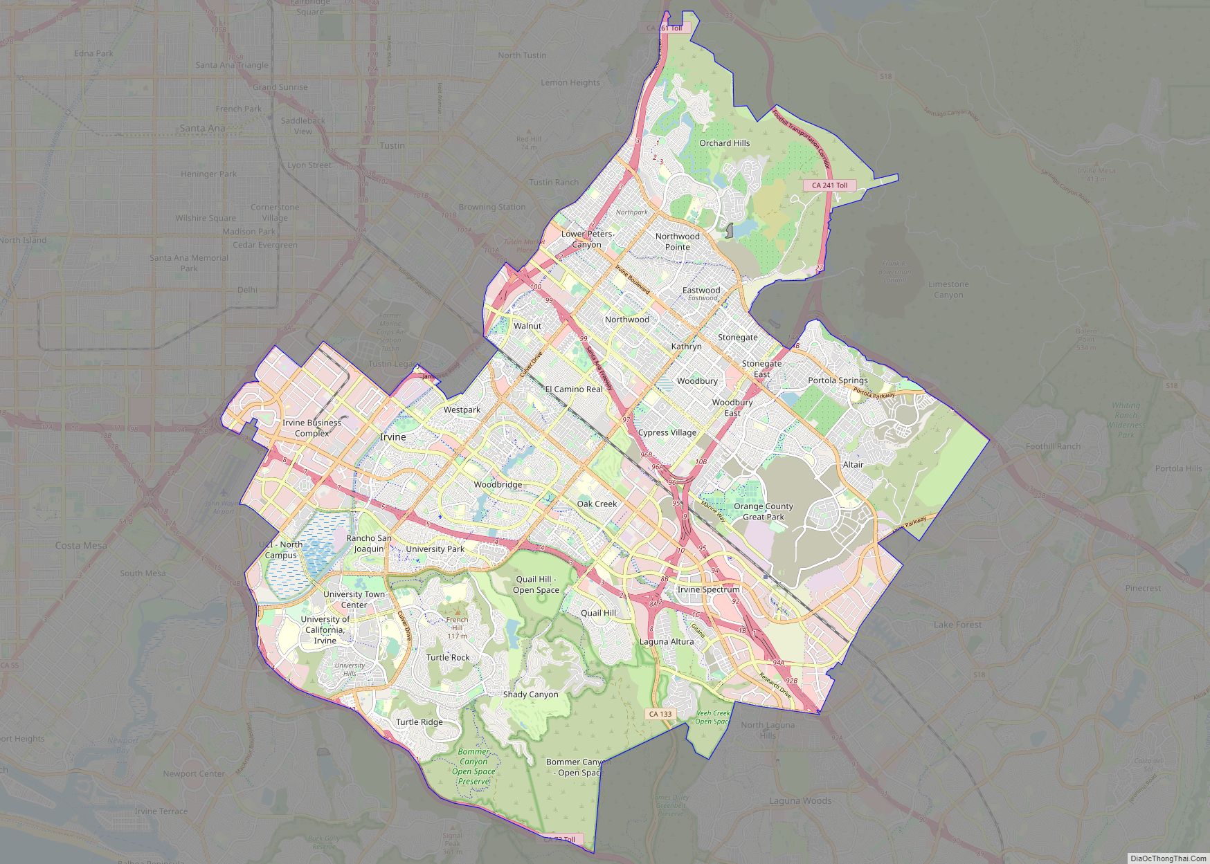 Map of Irvine city