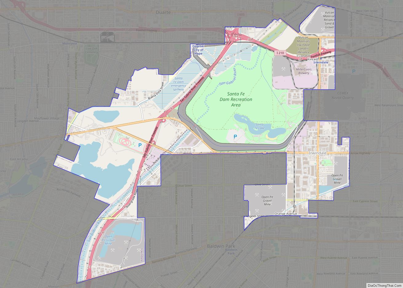 Map of Irwindale city