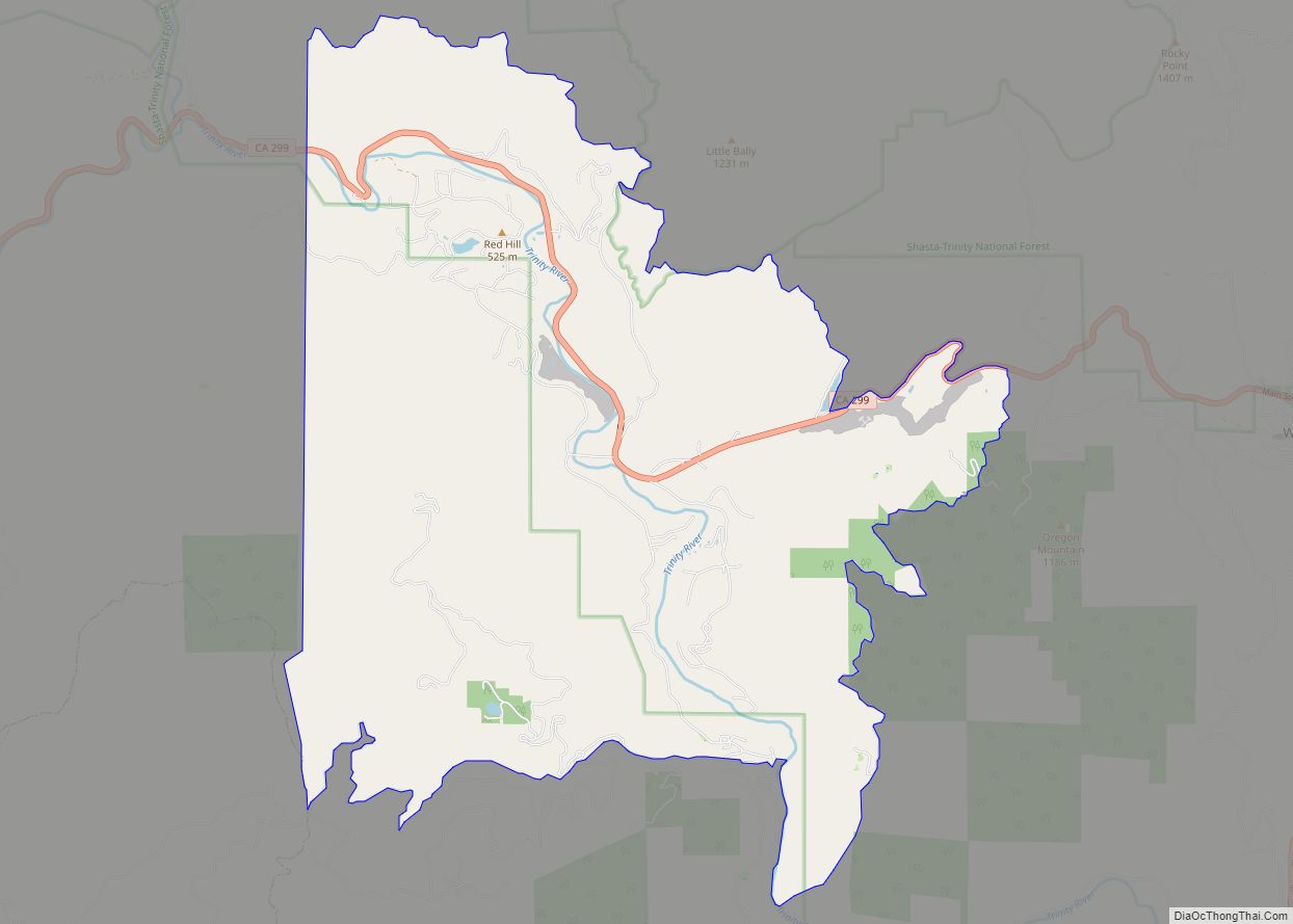 Map of Junction City CDP, California