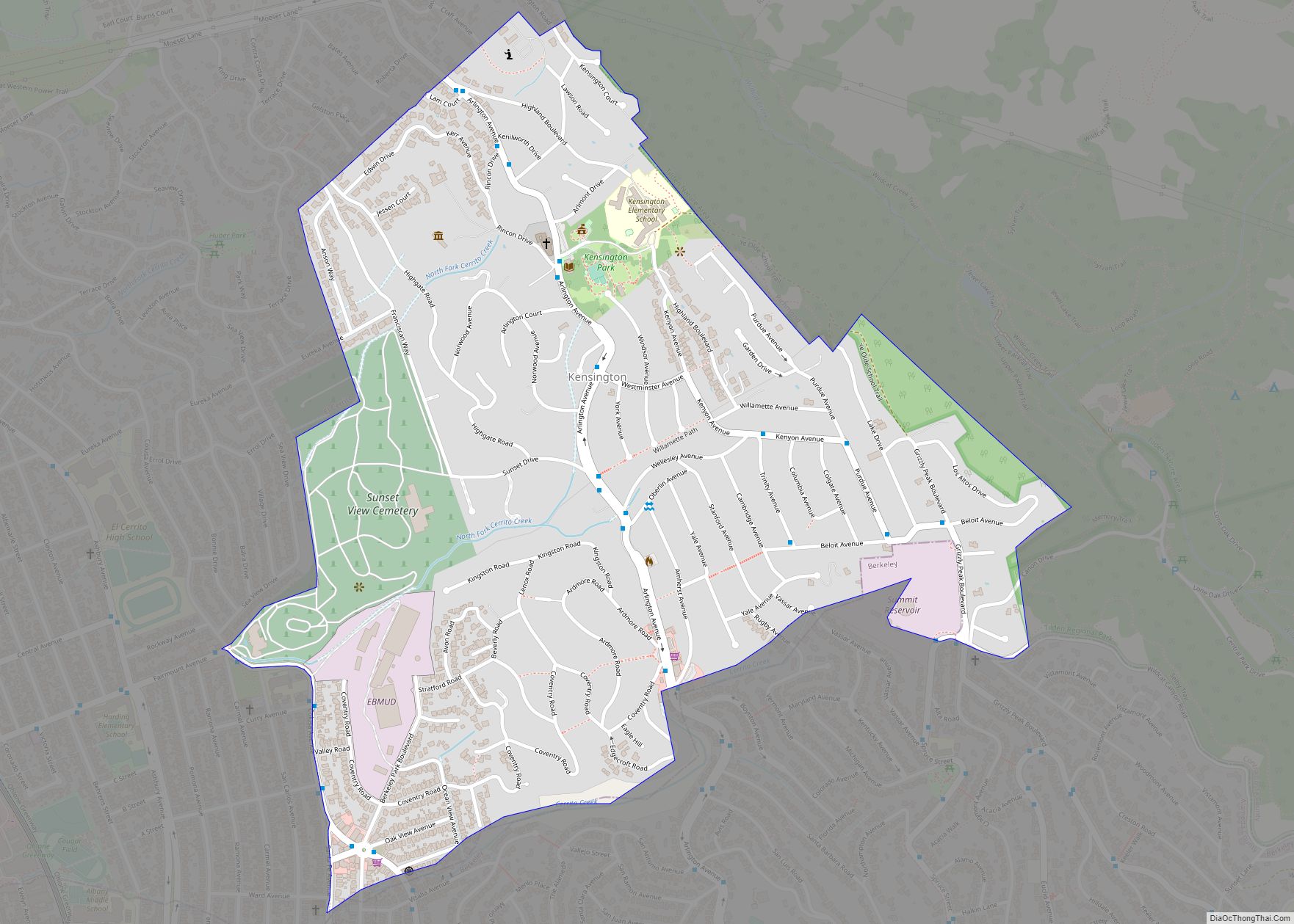 Map of Kensington CDP