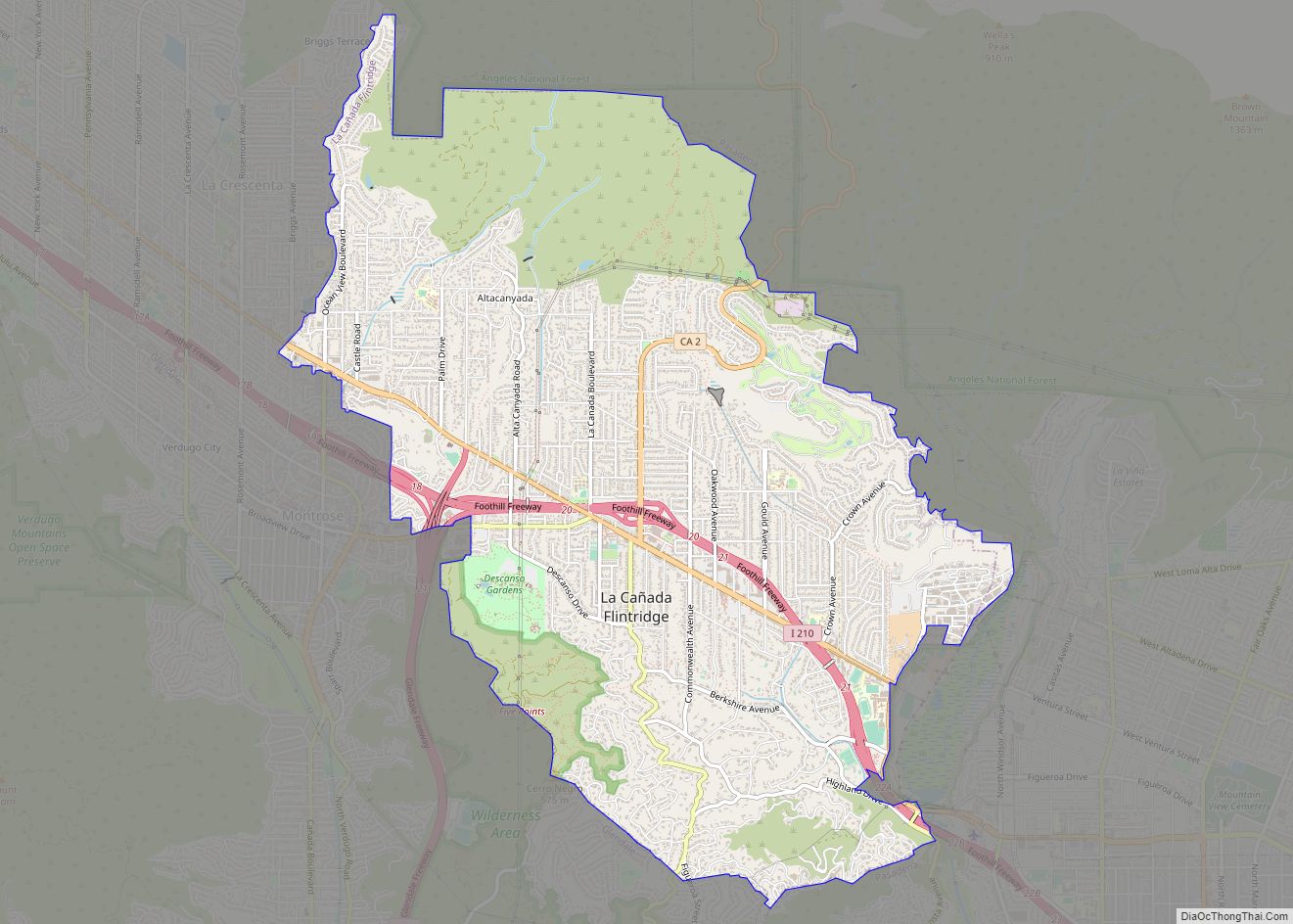 Map of La Cañada Flintridge city