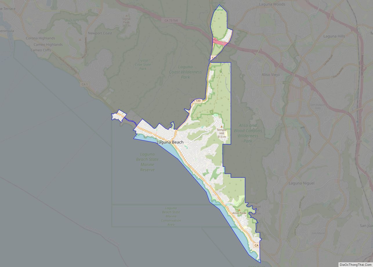 Map of Laguna Beach city