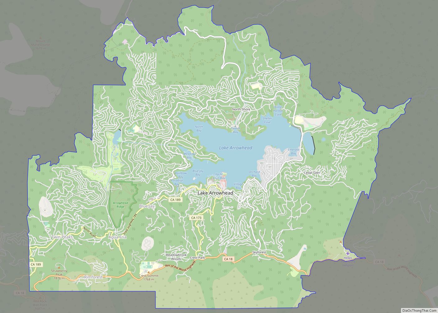 Map of Lake Arrowhead CDP